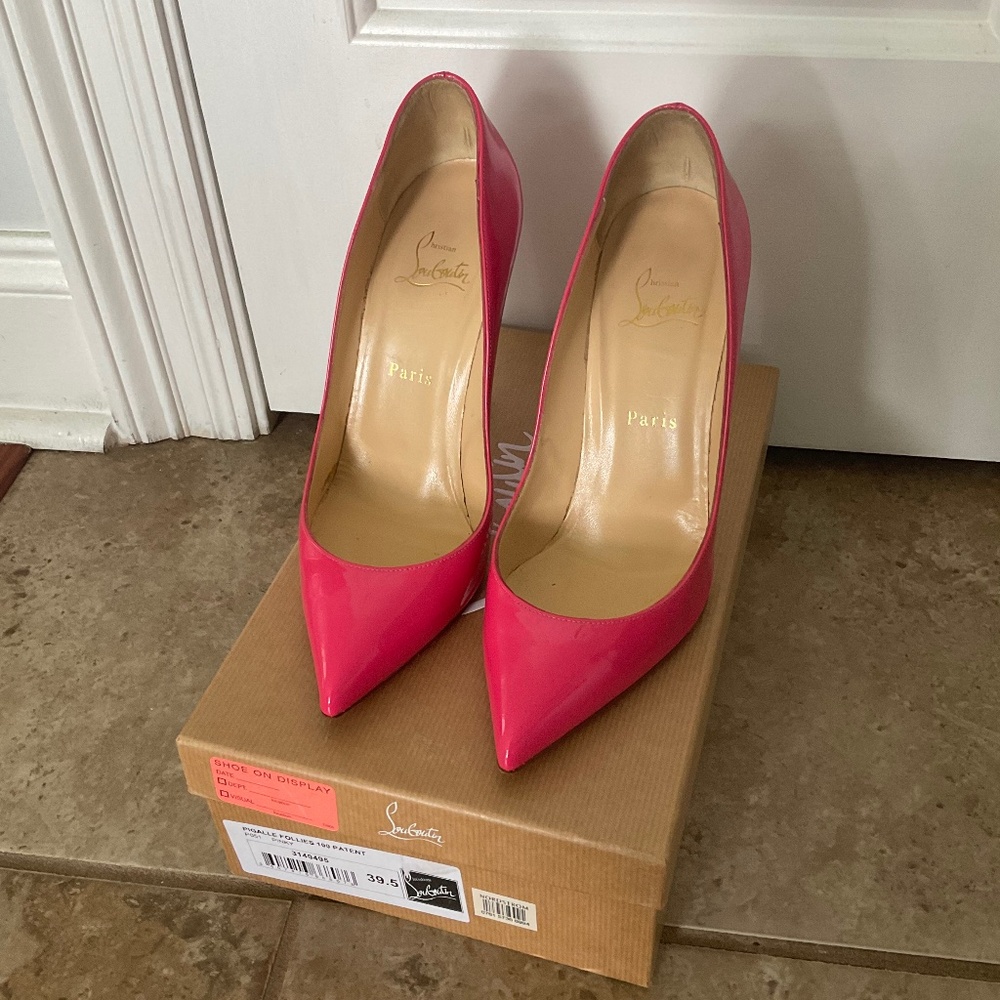 Christian Louboutin Pigalle Follies 100 Pumps Pinky Patent Leather in Box 39.5